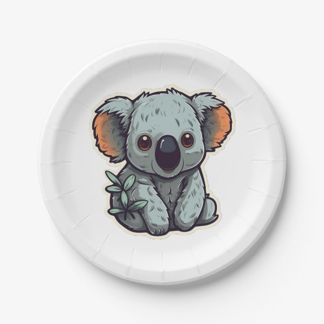 CARTOON KOALA BEAR PAPER PLATE (Front)