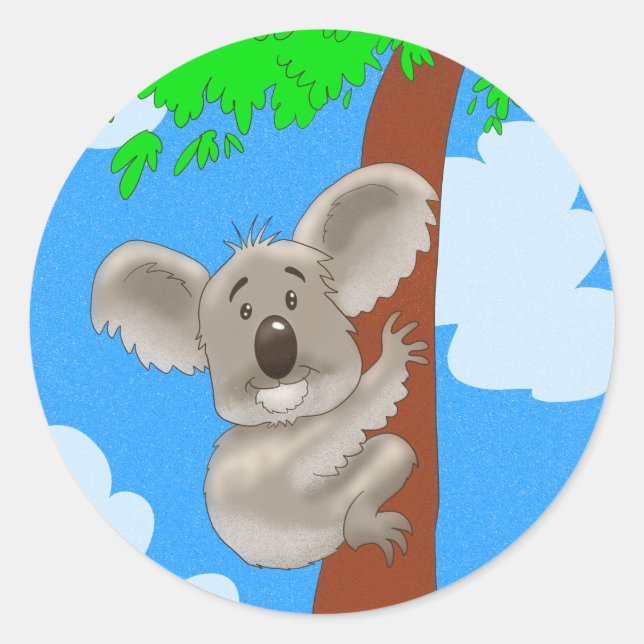 Cartoon Koala Classic Round Sticker (Front)