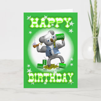 Cartoon Koala Happy Birthday Spinach Card-blank Card