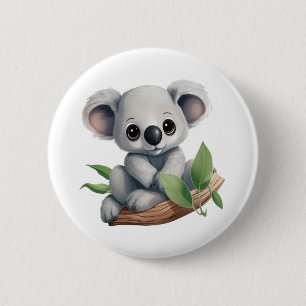 Cartoon koala illustration 6 cm round badge