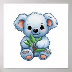 Cartoon koala illustration poster