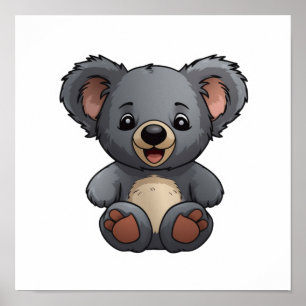 Cartoon koala illustration poster