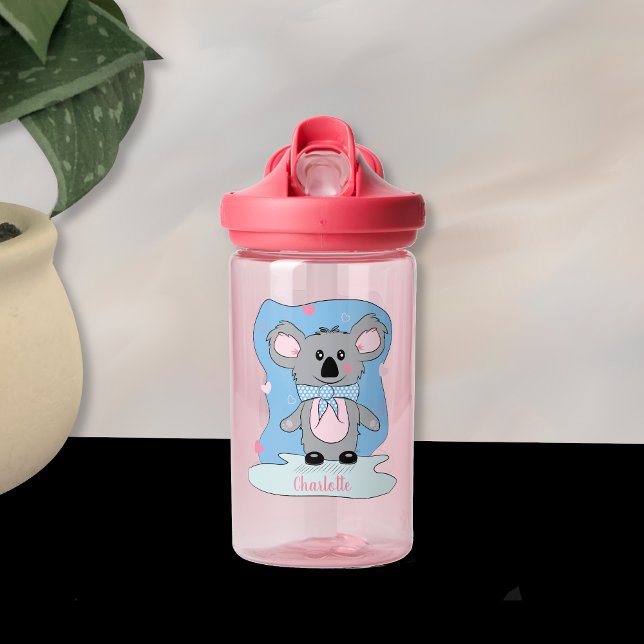 Cartoon Koala Kid Water Bottle with Name (Cute koala kid water bottle with name .)