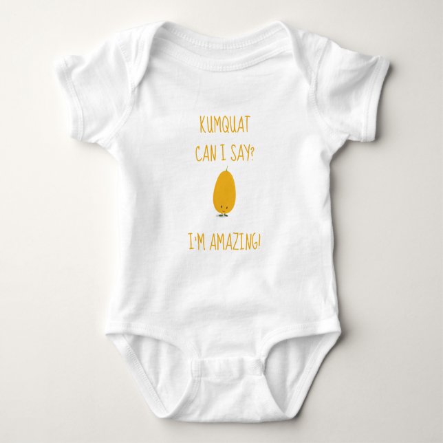 Cartoon Kumquat Cute Fruit Positive Baby Bodysuit (Front)