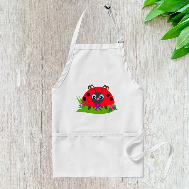 Cartoon Ladybug Bow and Flowers Standard Apron (Creator Uploaded)
