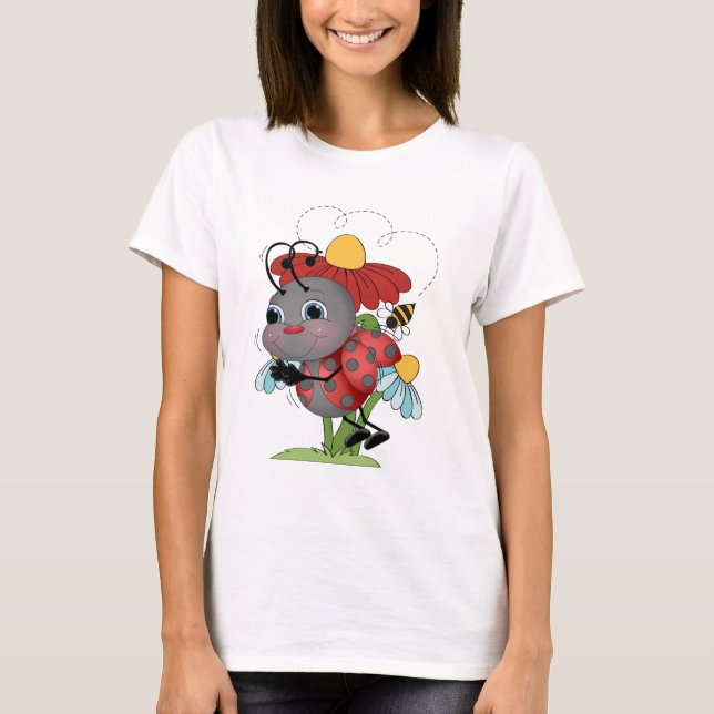 Cartoon ladybug insect womens t-shirt (Front)