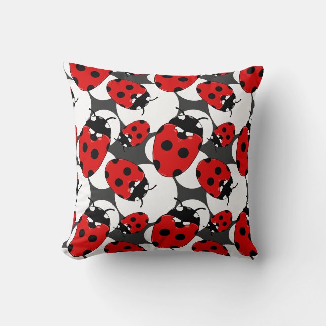 Cartoon Ladybug Pattern Cushion (Front)