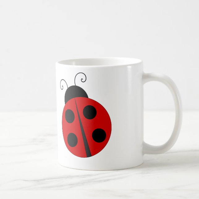 Cartoon Ladybug - White Coffee Mug (Right)