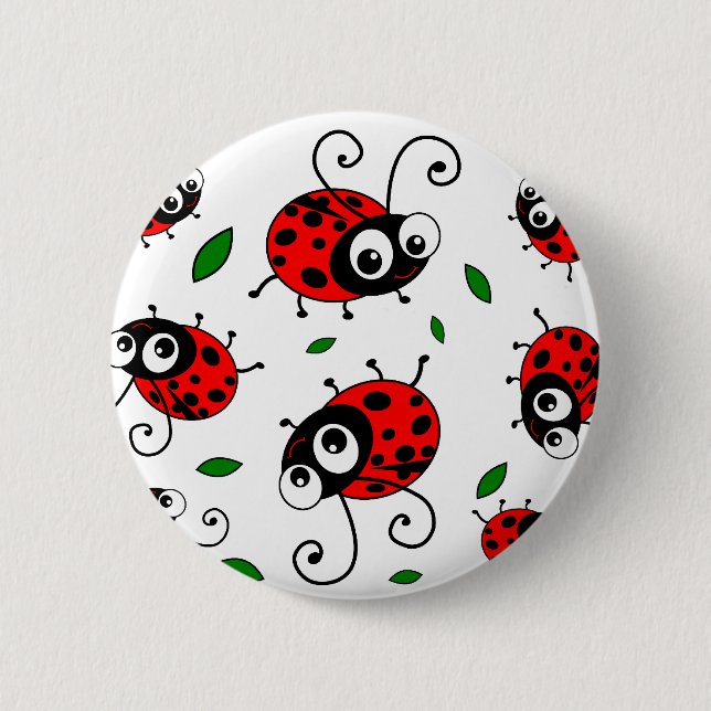 Cartoon ladybugs pattern 6 cm round badge (Front)