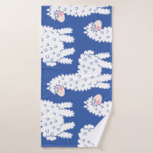 Cartoon lama alpaca, vintage pattern bath towel (Bath Towel)