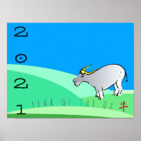 Cartoon Landscape Ox Chinese New Year 2021 HorP