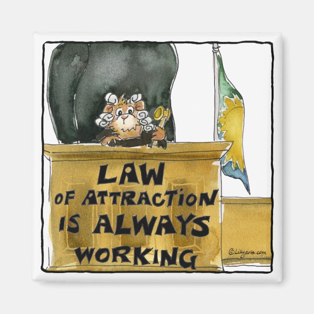 Cartoon Law of Attraction Hamster Judge Magnet (Front)