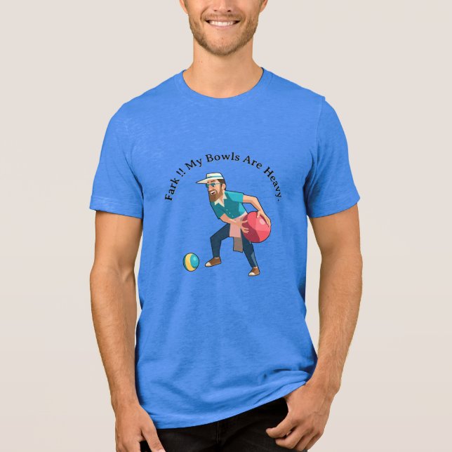 Cartoon Lawn Bowler With A Heavy Lawn Bowl, Tri-Blend Shirt (Front)