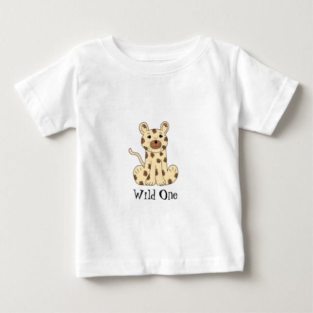 Cartoon Leopard - Wild One Baby T-Shirt (Front)