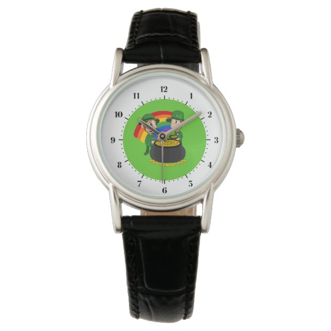 Cartoon leprechauns with pot of gold watch (Front)