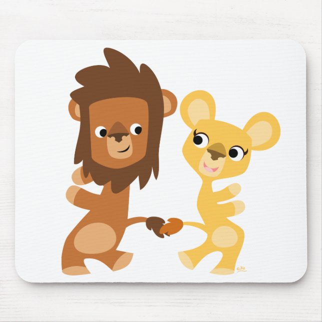 Cartoon Lion and Lioness  dancing mousepad (Front)