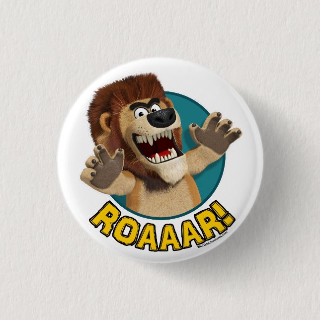 Cartoon Lion Animal Button (Front)