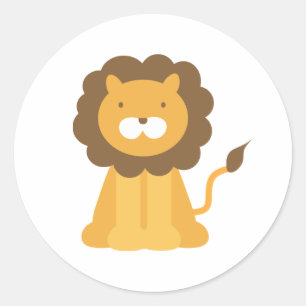Cartoon Lion Classic Round Sticker