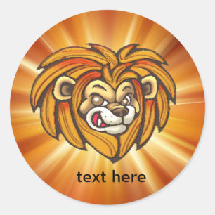 Cartoon Lion Face Wildlife Stickers