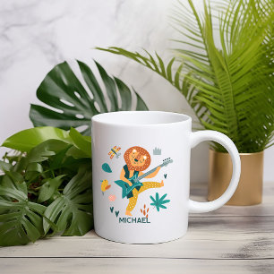 Cartoon Lion & Guitar Coffee Mug
