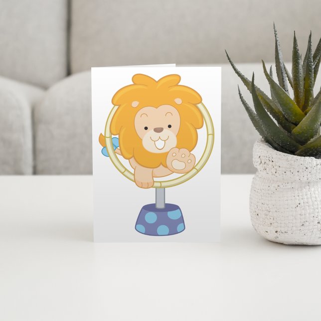 Cartoon Lion Jumping Through Ring Card (Creator Uploaded)