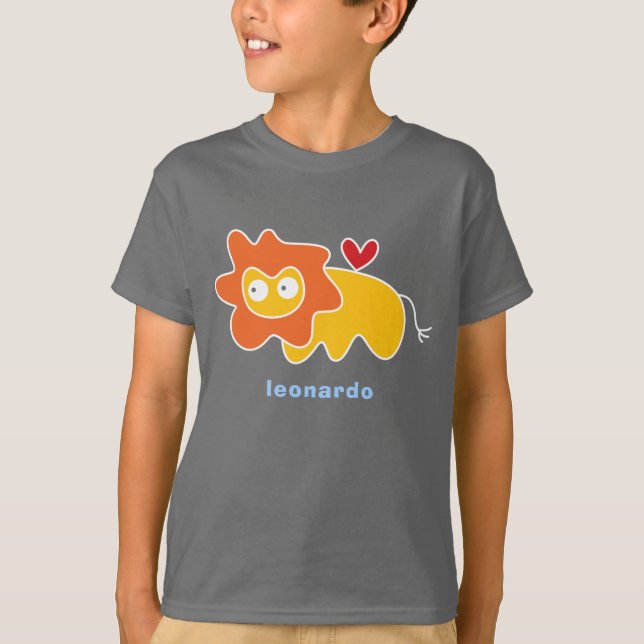 Cartoon Lion Kid Cute Fun Custom Gift T-Shirt (Front)