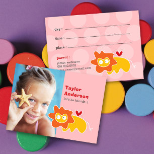 Cartoon Lion Kids Custom Photo Playdate Card