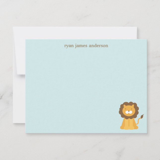 Cartoon Lion Personalised Thank You Note Cards (Front)
