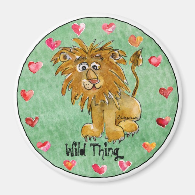 Cartoon Lion Round Personalised Magnets (Front)