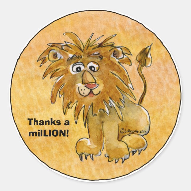 Cartoon Lion Thanks a milLION Custom Stickers (Front)