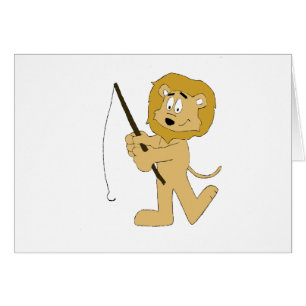 Cartoon Lion With A Fishing Pole