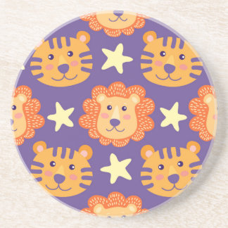 Cartoon Lions & Tigers: Vintage Coaster