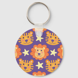 Cartoon Lions & Tigers: Vintage Key Ring