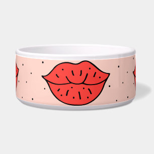 Cartoon lips: feminist doodle pattern.