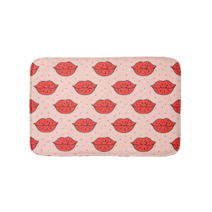 Cartoon lips: feminist doodle pattern. bath mat