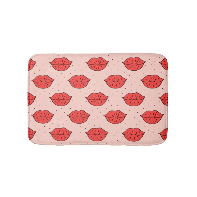 Cartoon lips: feminist doodle pattern. bath mat (Front)