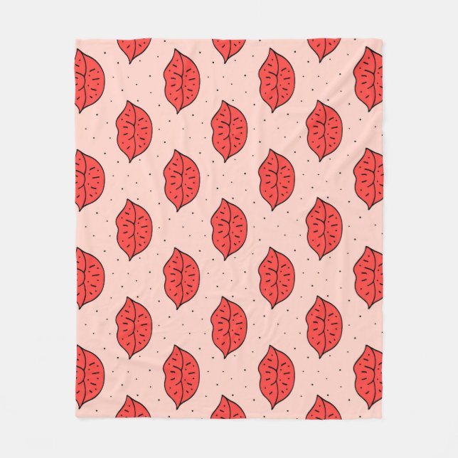 Cartoon lips: feminist doodle pattern. fleece blanket (Front)