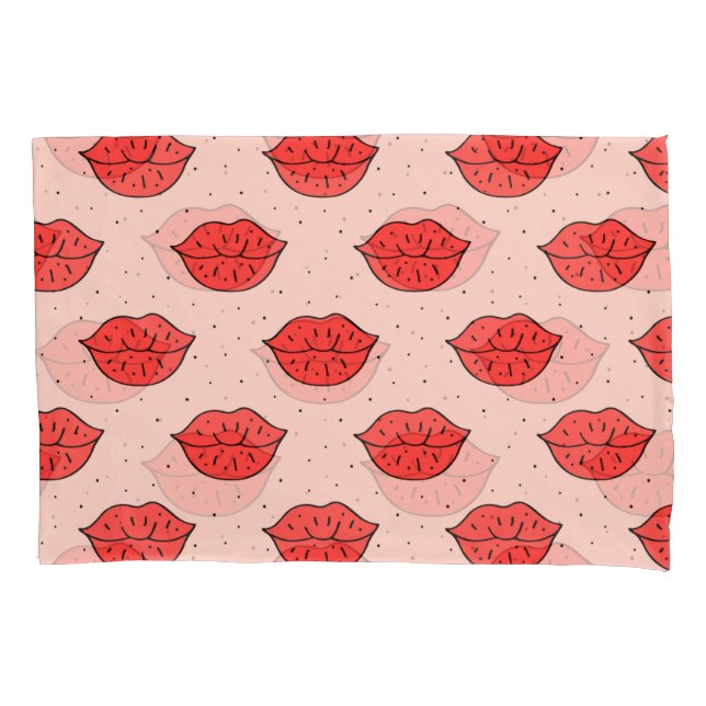 Cartoon lips: feminist doodle pattern. pillowcase (Front)