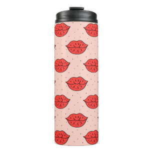 Cartoon lips: feminist doodle pattern. thermal tumbler