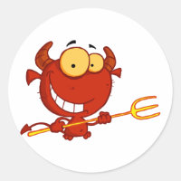 Cartoon Little Devil With Pitchfork