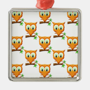 Cartoon Little Owl On Branch Pattern Metal Tree Decoration