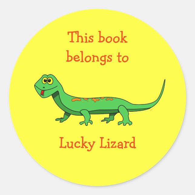 Cartoon Lizard Custom Bookplate Sticker (Front)