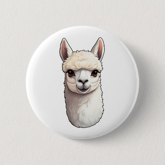 Cartoon llama illustration 6 cm round badge (Front)