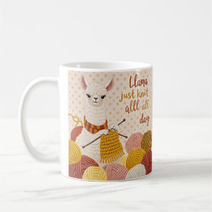 Cartoon llama wearing a knit scarf  coffee mug