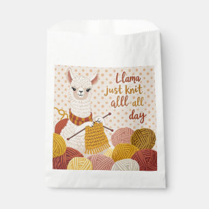 Cartoon llama wearing a knit scarf favour bags