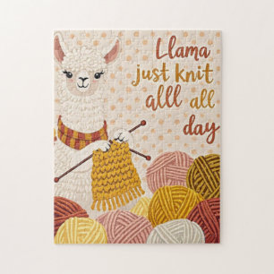 Cartoon llama wearing a knit scarf  jigsaw puzzle