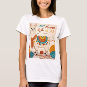 Cartoon llama wearing a knit scarf T-Shirt