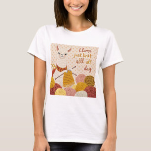 Cartoon llama wearing a knit scarf  T-Shirt