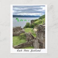 Cartoon Loch Ness Monster & Urquhart Castle Funny