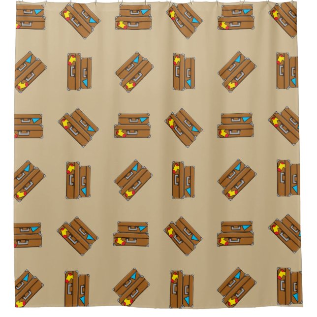 Cartoon Luggage Shower Curtain (Front)